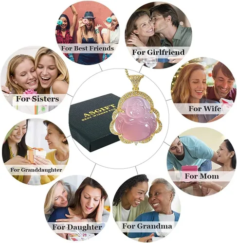 Vista 7 de Collar de llamativo de buena suerte, Dije de lujo de circonia cúbica con cadena chapada en oro de 18 quilates, Regalo de joyería refinada de collar