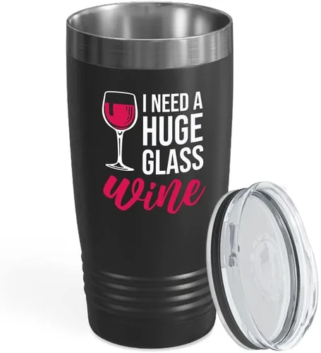 Vista 32 de Vaso vikingo edición negra para amantes del vino, 20 onzas, cualquier amigo del vino es un amigo del vino, cerveza casera y vino barman amantes