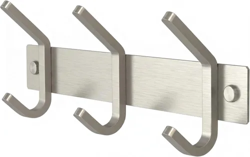 Vista 13 de Perchero pequeño de montaje en pared, de níquel cepillado, de acero inoxidable de 6 pulgadas, con 2 ganchos dobles resistentes, colgador de pared
