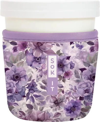 Vista 179 de Sok It IceCreamSok - Funda de neopreno aislada (flores abstractas, pintas de helado cónicas)