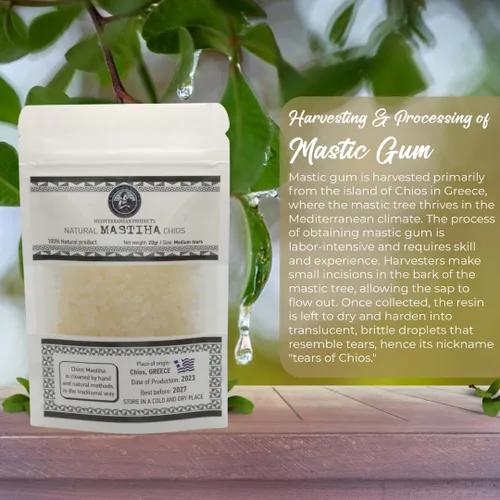 Vista 8 de Mastiha Chios Orgánico 20G – Goma de mastique griega 100% natural, vegana y sin gluten ni azúcar, resina auténtica de lágrimas de mastique