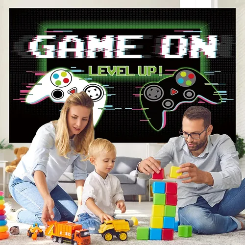 Vista 4 de Telón de fondo de videojuegos de 7 x 5 pies, accesorios de fotografía de juego sobre fondo, pancarta de fotos de feliz cumpleaños para fanáticos