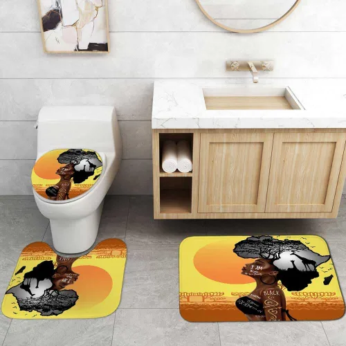 Vista 5 de Jayden Madge - Juego de 4 cortinas de ducha para mujer afroamericana, citas inspiradoras, atardecer, safari, animales, tribal, niña afro, orgullosa