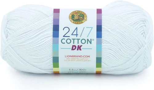 Vista 53 de Lion Brand Yarn Estampados DK de algodón 24/7, hilo para tejer, ganchillo y manualidades, azul, paquete de 1 Cotton Yarn for Knitting, Crochet