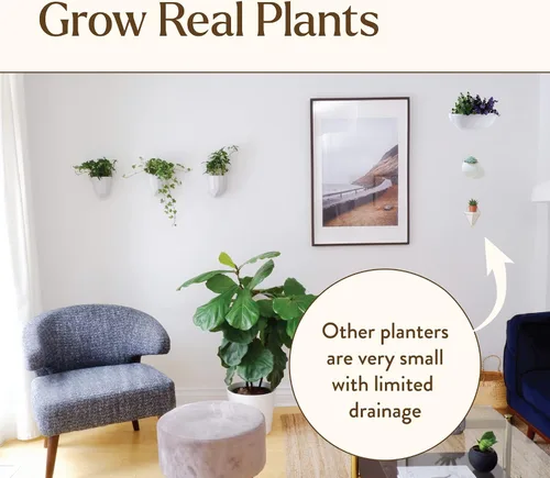 Vista 4 de Make Good Virgo - Macetas de pared (geométricas, juego de 3) - Fácil de instalar y regar - Ligero - Diseña tu propio jardín vertical - Plástico