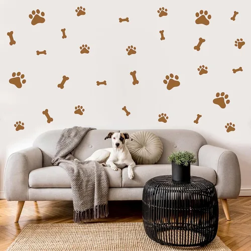 Vista 12 de Calcomanías de pared con diseño de pata de perro, juguete de perros, calcomanías de pared de vinilo extraíbles, calcomanías de huellas de perros