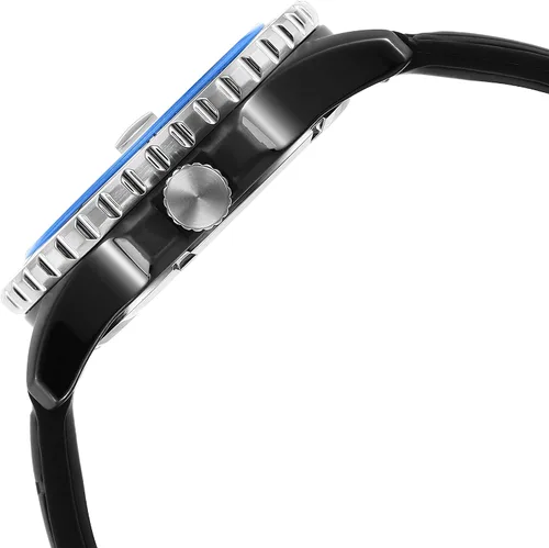 Vista 2 de FB-01 Reloj de silicona negro con fecha de tres manecillas, Negro