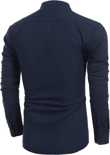 Vista 7 de COOFANDY - Camisa de lino y algodón con cuello Henley, de manga larga, estilo hippie, informal, camisetas de playa