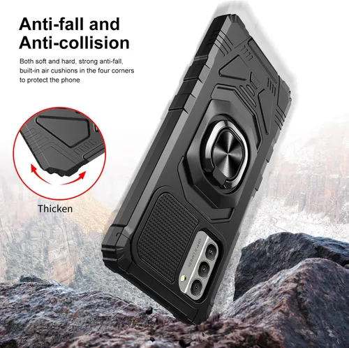 Vista 5 de Funda inalámbrica Galaxy para Nokia C300/G100 con protector de pantalla de vidrio templado, soporte de coche con anillo de soporte a prueba