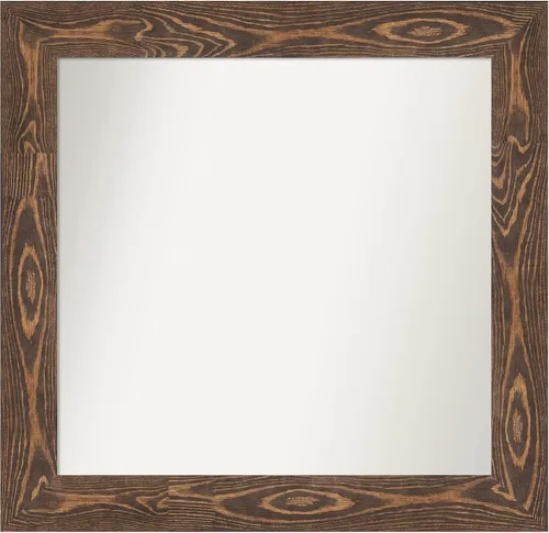 Vista 108 de Amanti Art Espejo de baño marrón para sobre fregadero, 26 x 26 pulgadas, espejo de tocador cuadrado marrón rústico Alexandria, marco de madera
