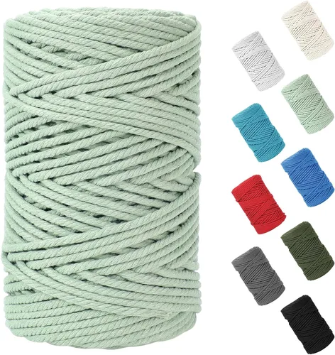Vista 83 de Cuerda de macramé de 0.079 in x 220 yardas (656 pies), cuerda de algodón natural para colgar en la pared, ganchos de plantas, manualidades Verde