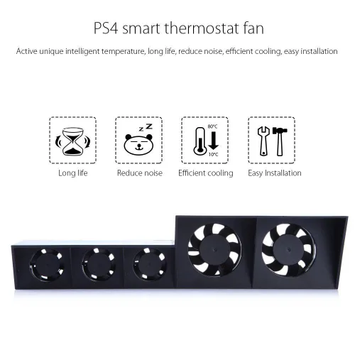 Vista 2 de Linkstyle PS4 Cooling Fan, USB External Cooler 5 Fan Turbo Temperature Control Cooling Fans for Sony Playstation Gaming Console