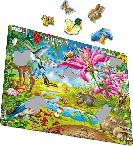 Vista 2 de Larsen Rompecabezas educativo para niños de 55 piezas Flores y abejas