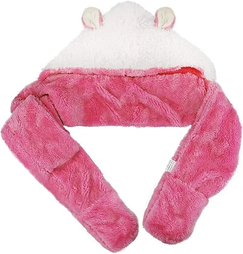 Vista 5 de Conjunto de gorro de invierno con capucha y gorro, bufanda y guantes para niÃ±os