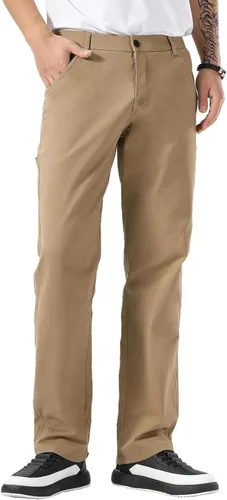 Vista 11 de Plaid&Plain Pantalones caqui elásticos de ajuste recto con bolsillo lateral y cintura elástica para hombre Negro