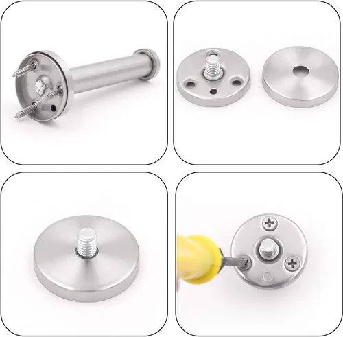 Vista 4 de KINJOEK 6 ganchos para bata de pared de 4 pulgadas, gancho de acero inoxidable cepillado, gancho de pared resistente para toallas de baño
