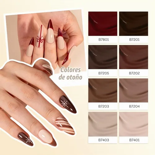 Vista 6 de MelodySusie - Juego de esmaltes de uñas de gel a base de plantas, 8 unidades, 0.3 fl oz/0.34 onzas líquidas Colores oscuros de otoño e invierno