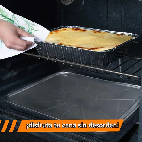 Vista 4 de Plasticpro Forro de horno de papel de aluminio desechable Bandeja de goteo reutilizable para horno - Bandeja para cocinar y hornear Paquete de 5