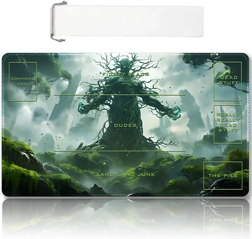 Vista 16 de Tapete de juego MTG cosido de alta calidad con zonas y parte trasera de goma antideslizante, tapete de juego TCG para MTG y otros juegos de cartas