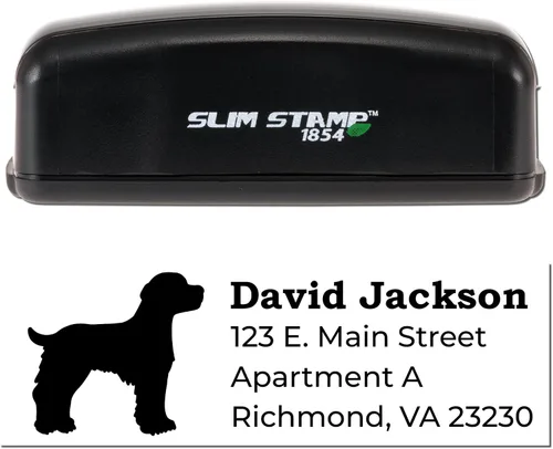 Vista 87 de Airedale Terrier Address Stamp, Custom Airedale Terrier Hand Stamp for Dog Lovers, Duo Rubber Return Address for Pet Owners Montaje manual Duo