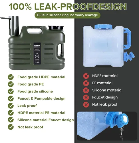 Vista 7 de Jarra de agua para acampar de 5 galones con bomba automática plegable, contenedor de agua para campamento a prueba de fugas sin BPA con espiga