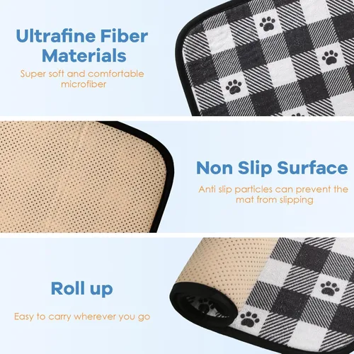 Vista 5 de Tapetes de comida para perros, tapetes para tazón de mascotas, súper absorbentes y secas, evitan derrames, diseño antideslizante, fáciles de lavar