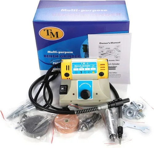 Vista 7 de JIAN YA NA Pulidora del torno del banco de la máquina 110V 350W TM-2 del almacenador intermediario de pulido de roca de la joyería