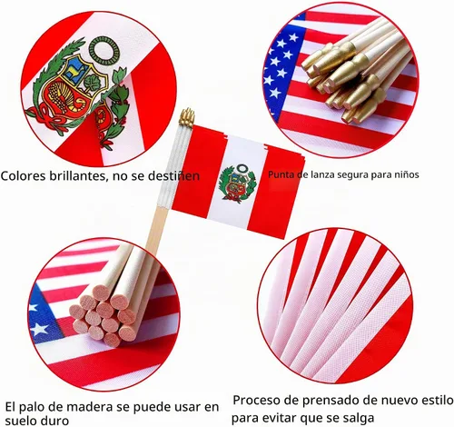 Vista 4 de TSMD Mini banderas de mano con bandera peruana, 5 x 8 pulgadas, paquete de 12