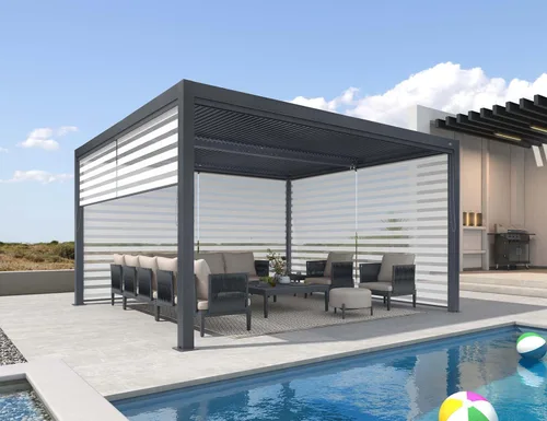 Vista 9 de PURPLE LEAF 94AS - Pérgola pequeña de aluminio compacto de 10 x 12 pies con techo rígido con listones ajustables para patio, cubierta de terraza
