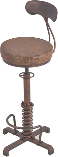 Vista 7 de Taburete de bar industrial con respaldo de metal, taburetes de café rústicos con asiento de cuero giratorio, silla de isla de cocina vintage, sillas