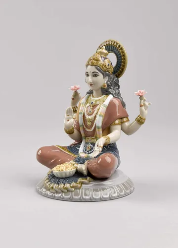 Vista 6 de LLADRÓ Figura de la diosa Sri Lakshmi. Figura de porcelana Lakshmi.