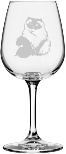 Vista 128 de Copa de vino de 12.75 onzas con temática de gato abisinio grabada para todo uso