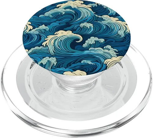 Vista 8 de Arte acuático Olas del Mar Arte Estético Océano PopSockets PopGrip Estándar