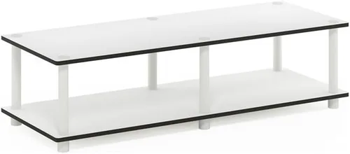 Vista 19 de Furinno Turn-N-Tube Soporte de TV, centro de entretenimiento de esquina de 3 niveles con estantes abiertos, consola de TV sin herramientas para TV