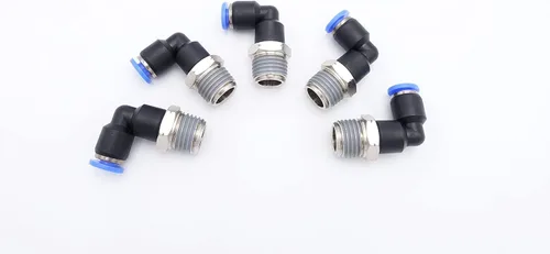 Vista 34 de Accesorio de Conexión por Empuje 1/2" Tubo OD x 1/2" Rosca Macho NPT, Codo Neumático Macho para Línea de Aire y Agua de 90 Grados con Giratorio