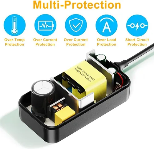 Vista 5 de Convertidor de CA a CC 2 A, enchufe para encendedor de cigarrillos de automóvil, transformador adaptador de fuente de 120 V a 12 V para bomba
