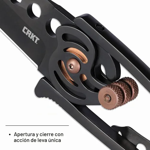 Vista 3 de Cuchillo plegable de transporte diario (EDC) con bloqueo de botón CRKT Snap Lock: hoja de borde liso de acero 420J2, mango de acero inoxidable Negro