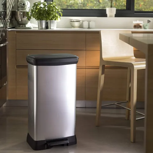 Vista 10 de Curver Tapa en acero inoxidable como acabado, reciclaje perfecto para uso doméstico en interiores para eliminación de basura, 50 litros, metálico