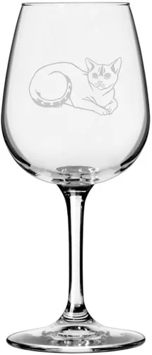 Vista 173 de Copa de vino de 12.75 onzas con temática de gato abisinio grabada para todo uso