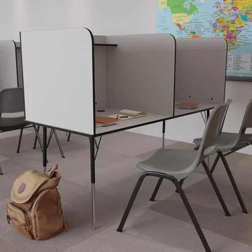 Vista 2 de Flash Furniture Carrel de estudio ajustable, gris Nebulosa Gris