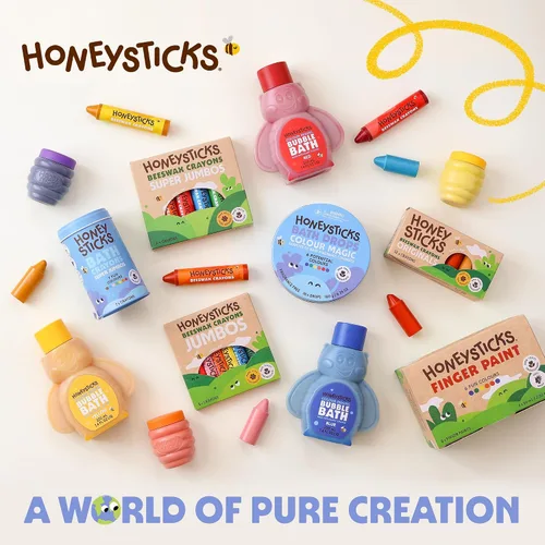Vista 9 de Honeysticks Crayones de baño súper jumbo no tóxicos (paquete de 7) para niños pequeños de 1 a 3 años y niños de 4 a 8 años, crayones de cera