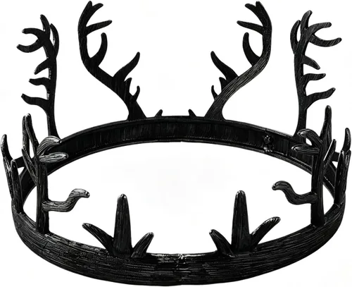 Vista 3 de King Queen - Corona de metal con cuernos redondos para el cabello, accesorios de fiesta para bodas, cumpleaños, cosplay, Halloween Negro