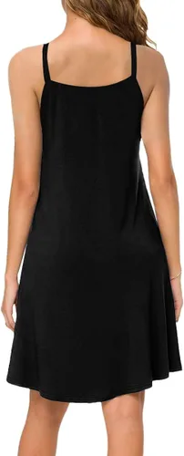 Vista 2 de ETCYY - Vestido para mujer de estilo bohemio con estampado floral y cuello en V sin mangas con tirantes delgados y bolsillos para el verano