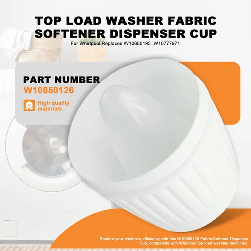 Vista 4 de Taza dispensadora de suavizante de tela para lavadora de carga superior apta para Whirlpool Reemplazar W10850126 W10680195 W10777971, dispensador