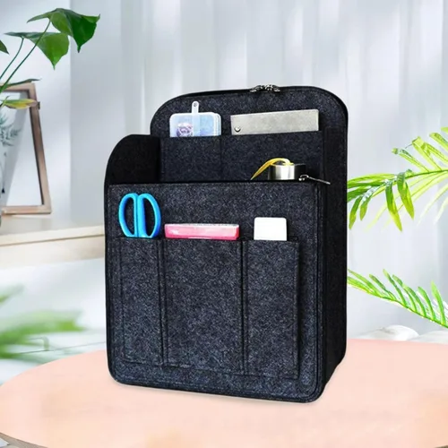 Vista 4 de Backpack Organizer Insert Vertical Design Felt Bag Organizer for Travel Bags, black, L