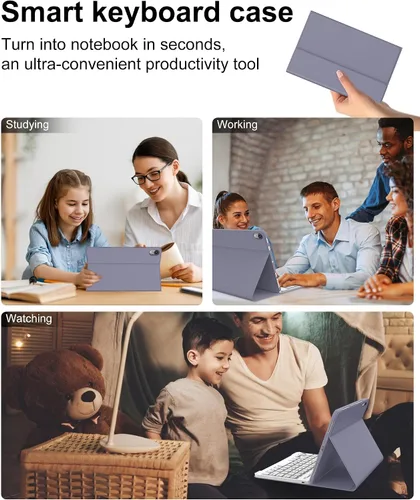 Vista 7 de Funda de teclado para iPad Mini 7ª (A17 Pro, 2024) y 6ª (2021) de 8.3 pulgadas, recargable, teclado Bluetooth desmontable, funda protectora delgada