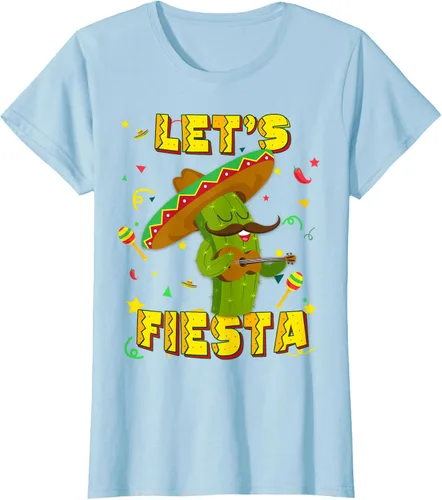 Vista 22 de Cinco De Mayo - Camiseta de regalo con sombrero de cactus Let's Fiesta, Negro, S