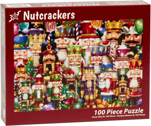 Vista 3 de Vermont Christmas Company Cascanueces - Rompecabezas de 100 piezas – Rompecabezas de Navidad de piezas grandes – Piezas entrelazadas