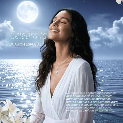 Vista 4 de Hope Love Shine New Beginnings Collar de plata de ley con piedra lunar, arcoíris, para mujer