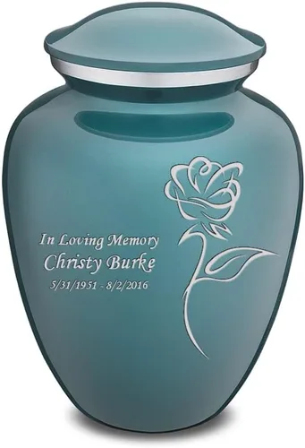 Vista 24 de Geturns Abraza pequeñas urnas de cremación de rosas personalizadas para cenizas humanas, urna funeraria negra para mujeres y hombres, 44 libras